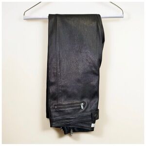 Sentaler 100% Leather Skinny Jeans | 8 | Black Designer Zip Ankle Luxe Pants